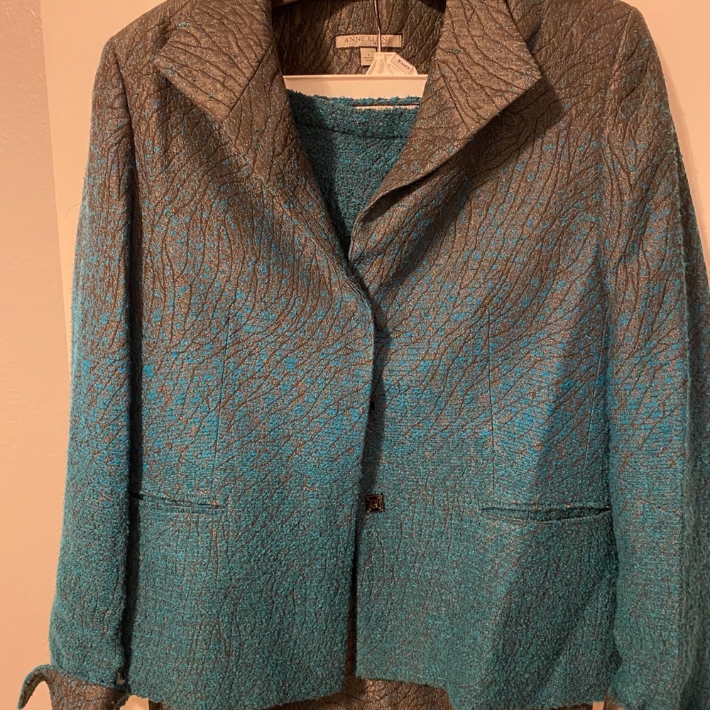 Stunning ombré blue grey Anne Klein skirt suit 4